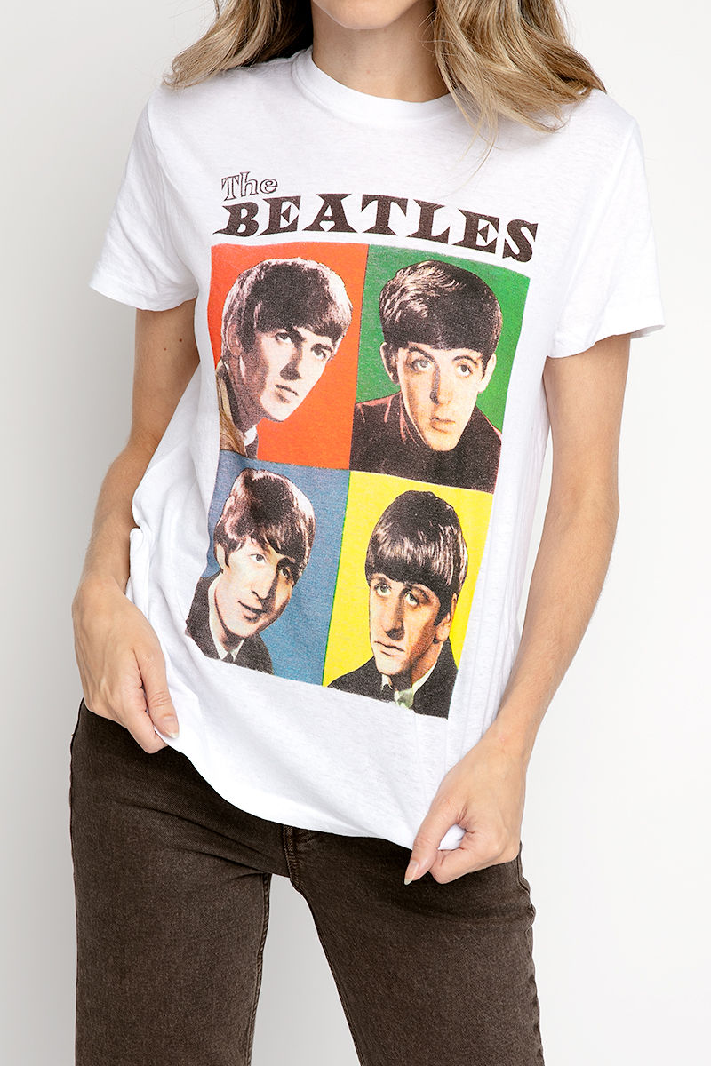 70s Loose Tee The Beatles in Optic White