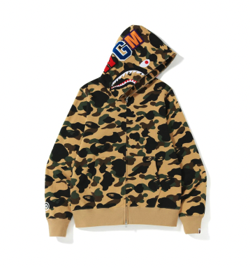 A BATHING APE ZIP UP HOODIE YELLOW