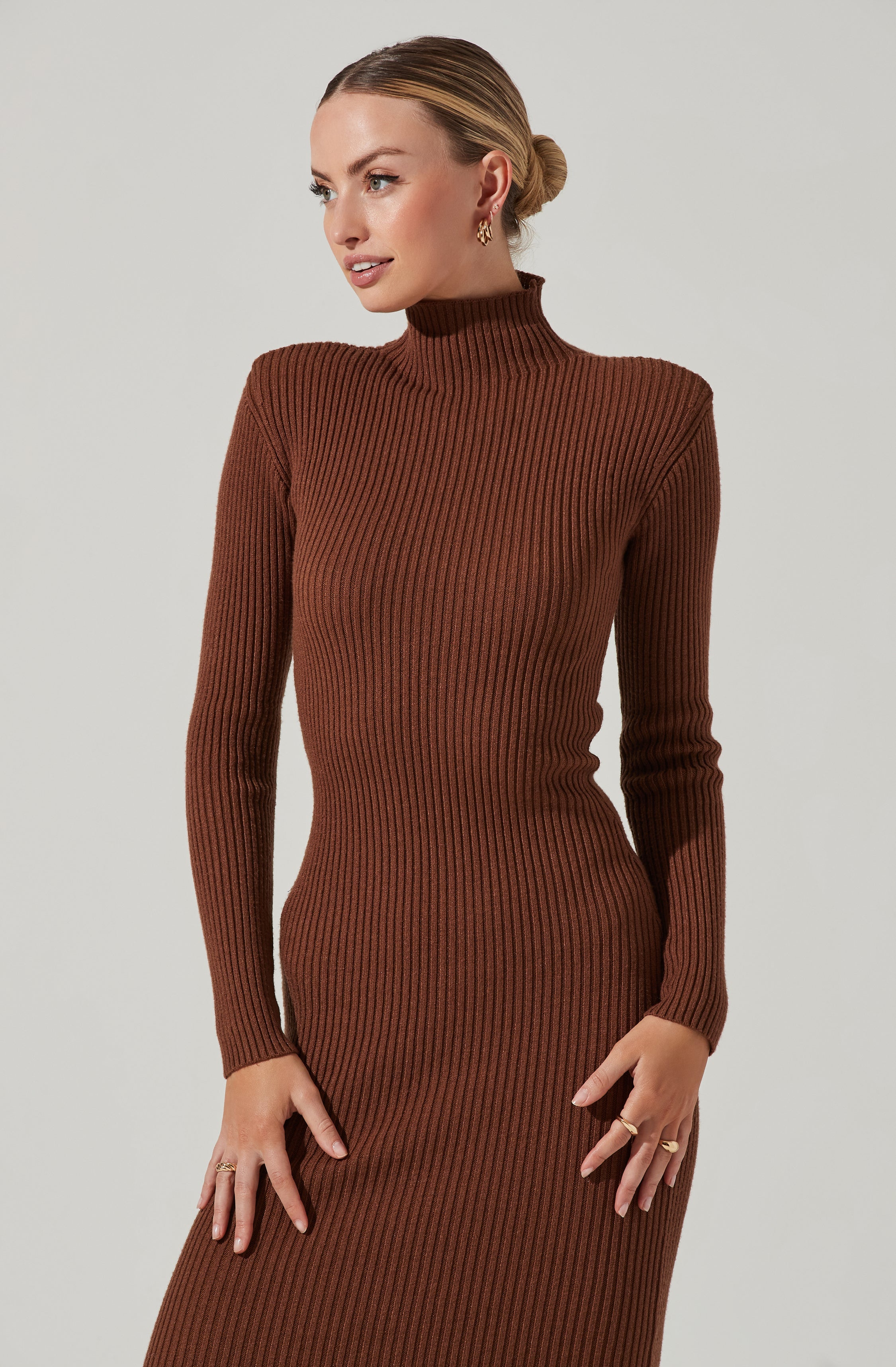 Abilene Long Sleeve Turtleneck Midi Sweater Dress