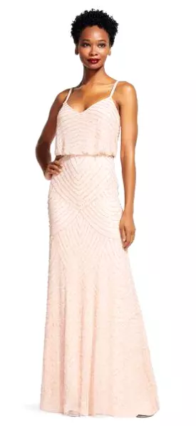 Adrianna Papell - Beaded V-Neck Sheath Dress 91866700