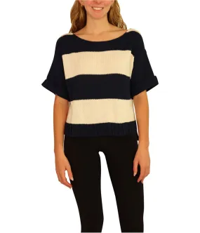 Aeropostale Womens Stripe Wide-Fit Cropped Knit Sweater