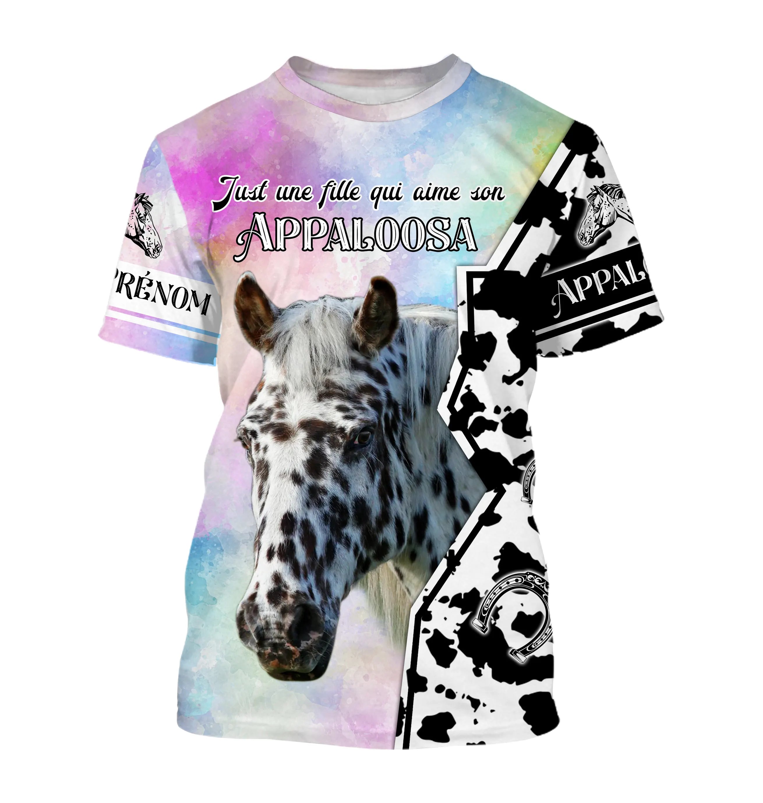 Appaloosa Cheval, Race de Chevaux de Selle, Chevaux Passion, 3D All-Over Tee Shirt Personnalisé, Just Une Fille Qui Aime Son App