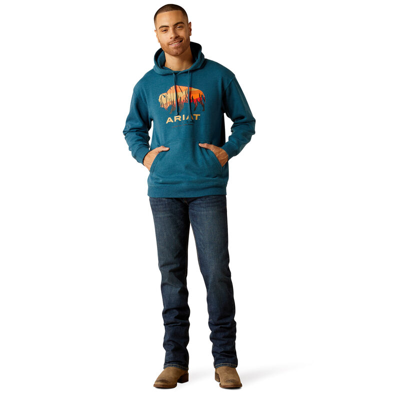 Ariat Men's Bison Plains Hoodie in Hydra Heather