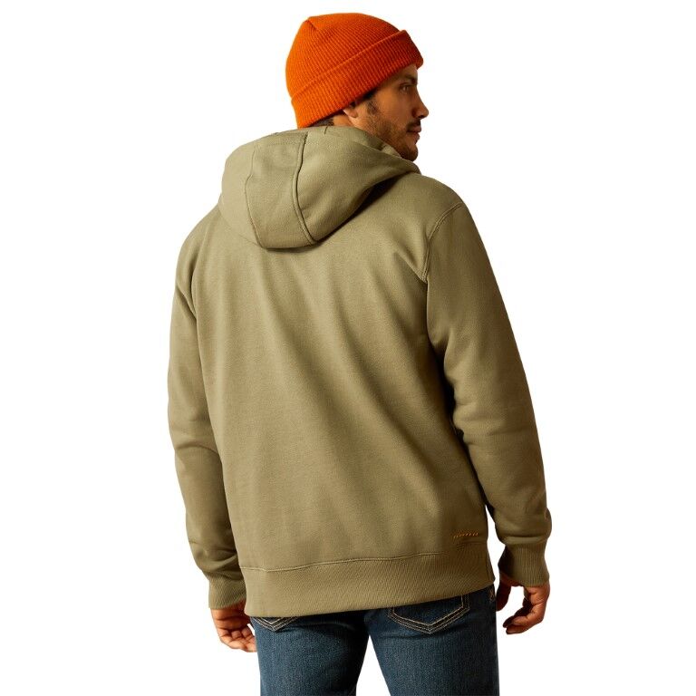 Ariat Men's Rebar Workman 1/4 Zip Hoodie in Deep Lichen