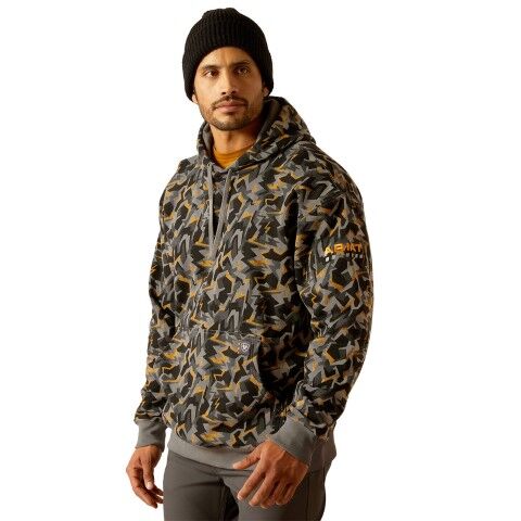 Ariat Men's Rebar Workman Shard Hoodie in Charcoal Grey Camo