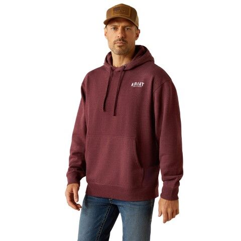 Ariat Men's Western Vertical Flag Hoodie in Berry Bark Heather