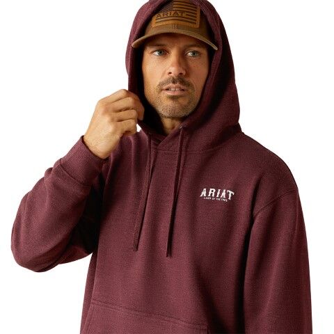 Ariat Men's Western Vertical Flag Hoodie in Berry Bark Heather