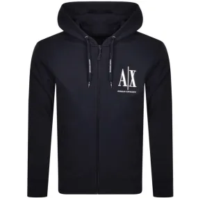 Armani Exchange Full Zip Logo Hoodie Navy