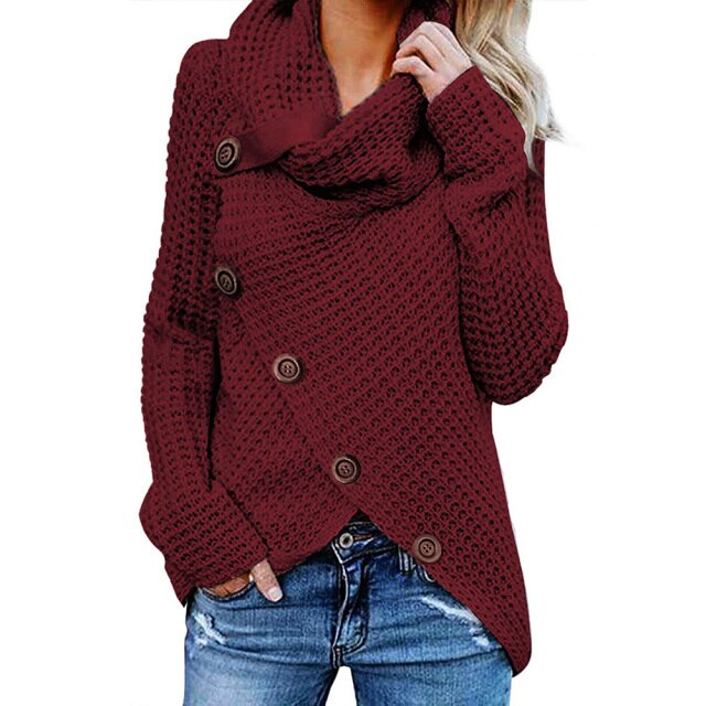 Ashore Shop Womens Knitted Pullover Turtleneck Cardigan Sweater