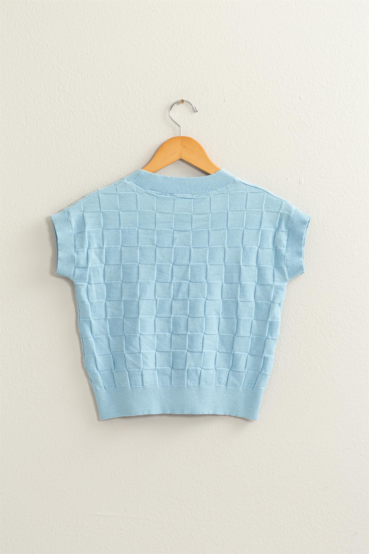 Basketweave Short Sleeve Top