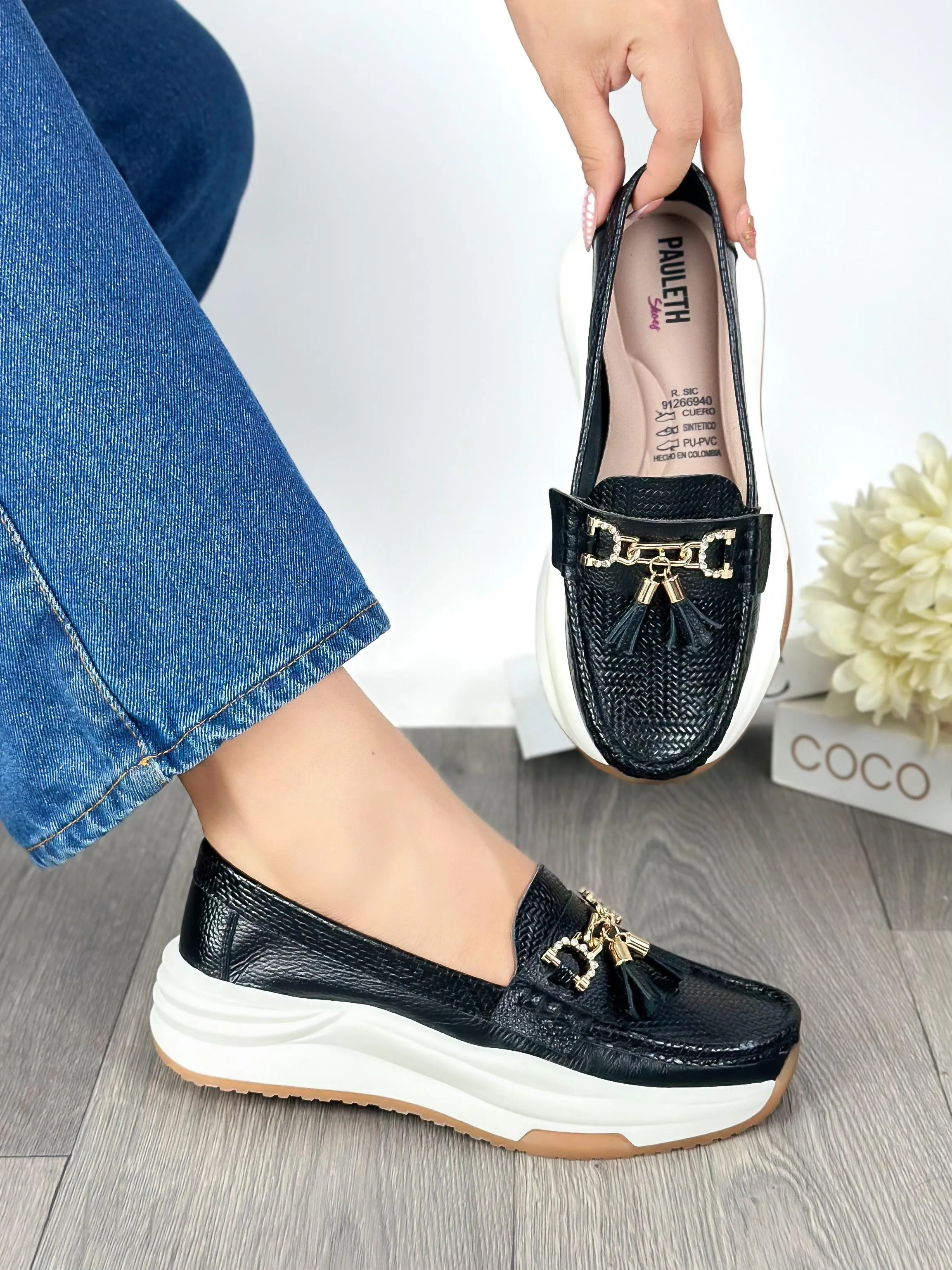 Black Leather Platform Loafers