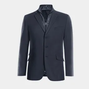  Blazer azul marino de entretiempo de 3 botones con pieza gilet