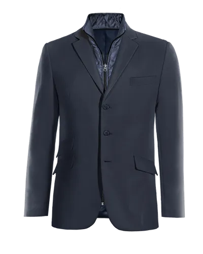  Blazer azul marino de entretiempo de 3 botones con pieza gilet