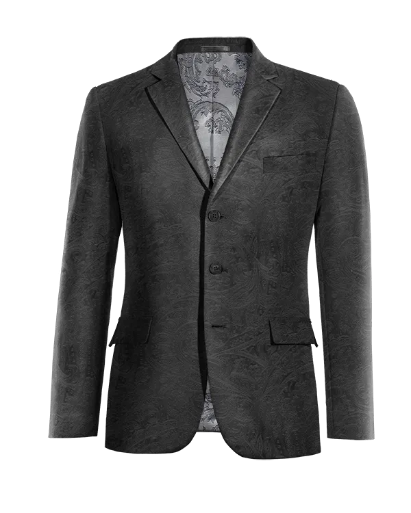  Blazer negro Ónix de terciopelo paisley edición limitada de 3 botones