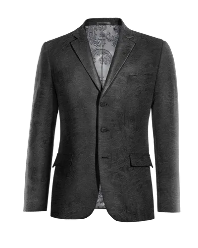  Blazer negro Ónix de terciopelo paisley edición limitada de 3 botones