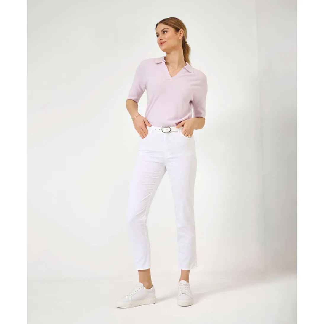 Brax Mary S Cropped Ultra Light Summer Jeans in White 71-3208