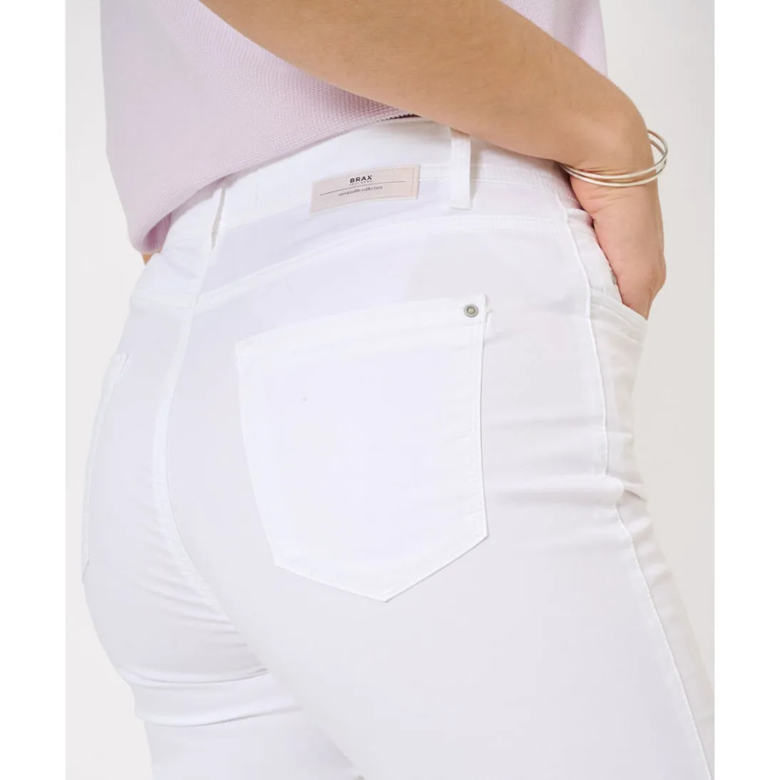 Brax Mary S Cropped Ultra Light Summer Jeans in White 71-3208