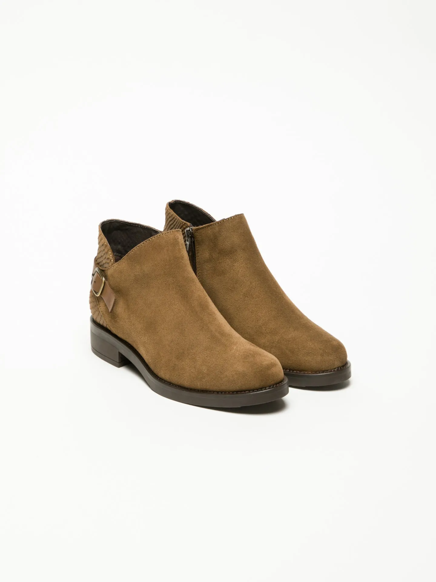 Brown Zip Up Ankle Boots