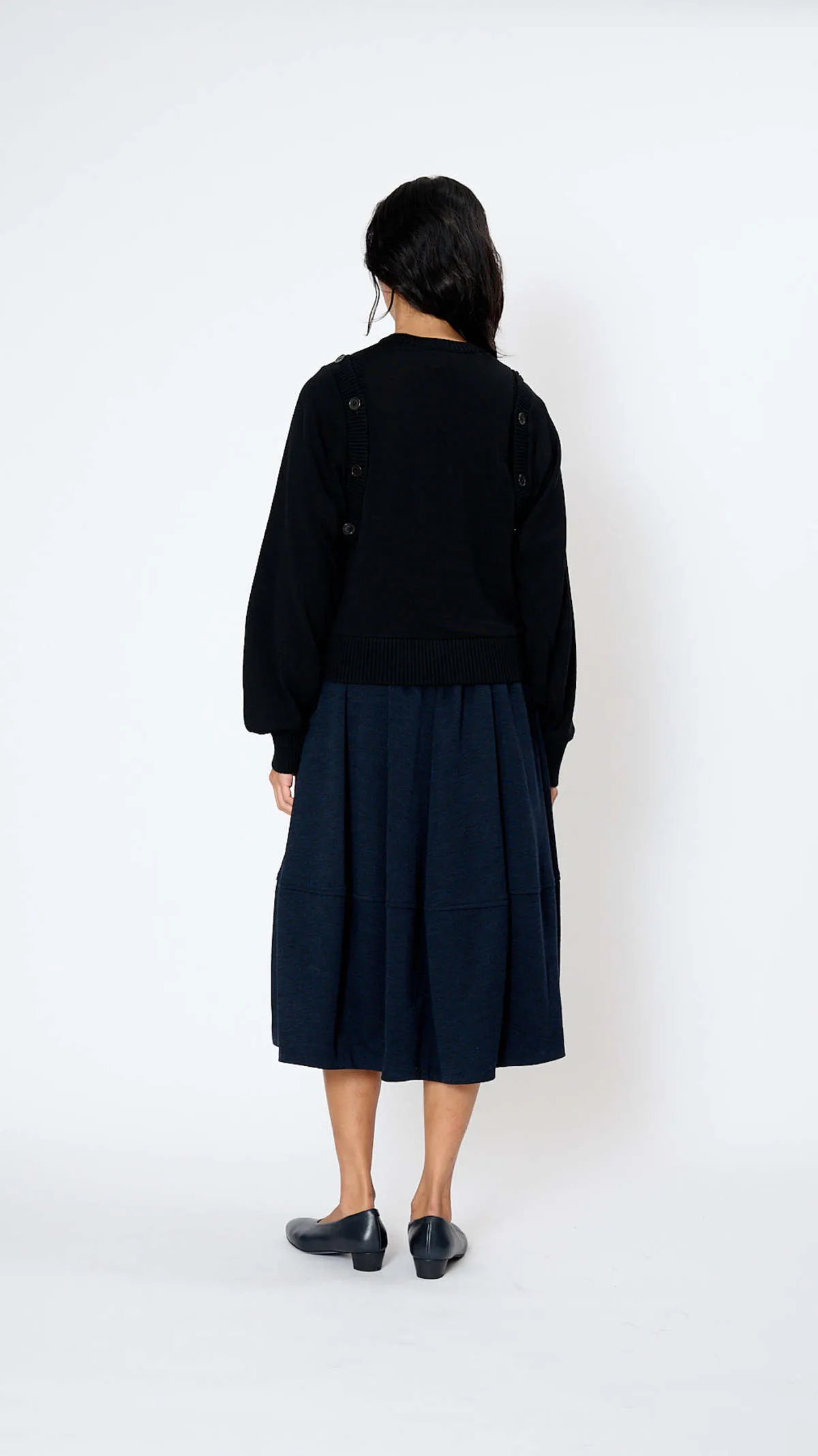 Button Sleeve Sweater - Black