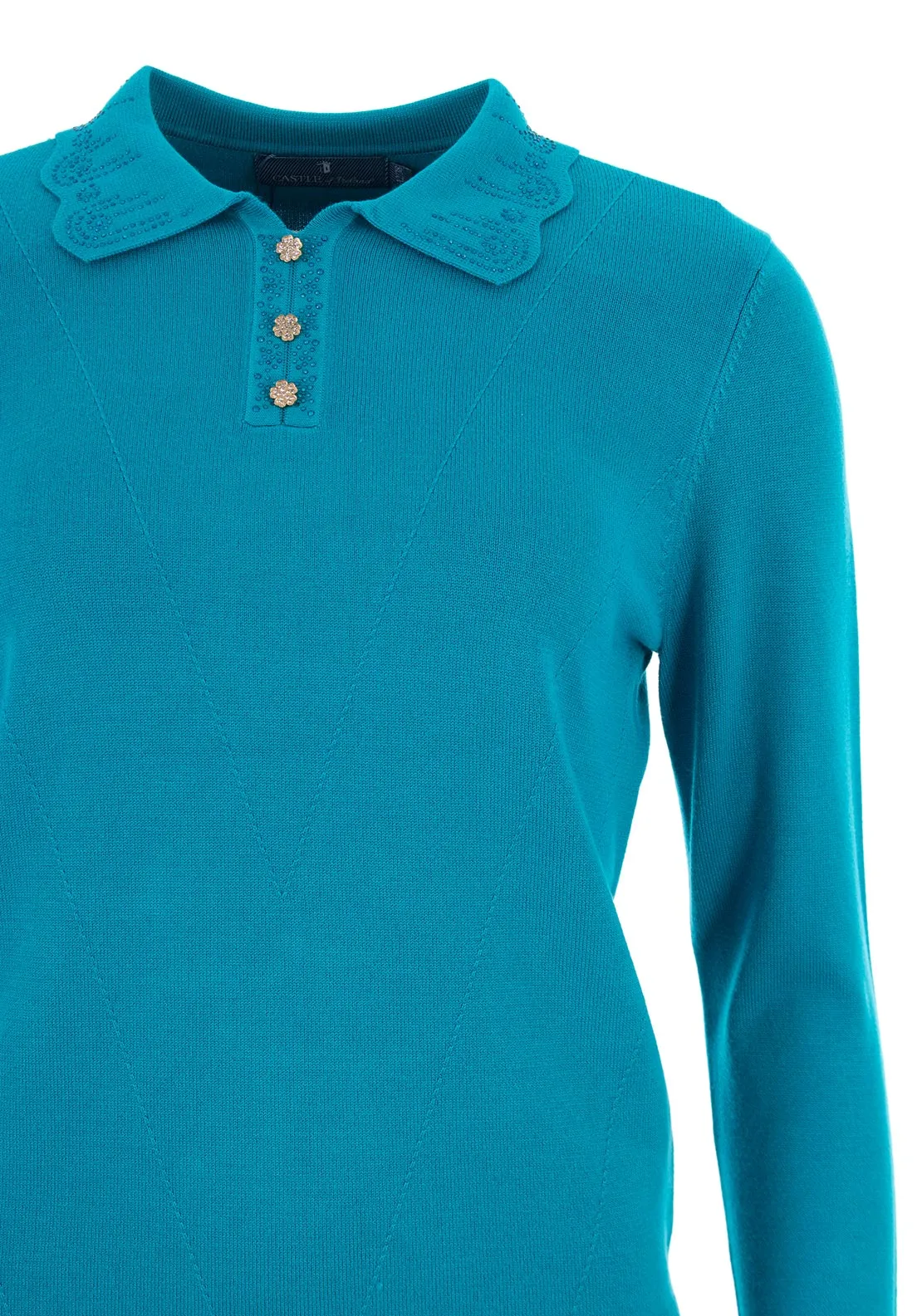 Castle of Ireland Embellished Sweater, Teal