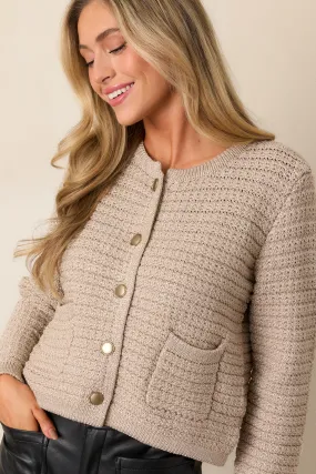 Chasing You Light Mocha Knit Button Front Cardigan