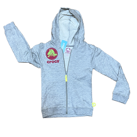 Children's Crocs Logo French Terry Full-Zip  Hoodie - Size 5  Grey heather