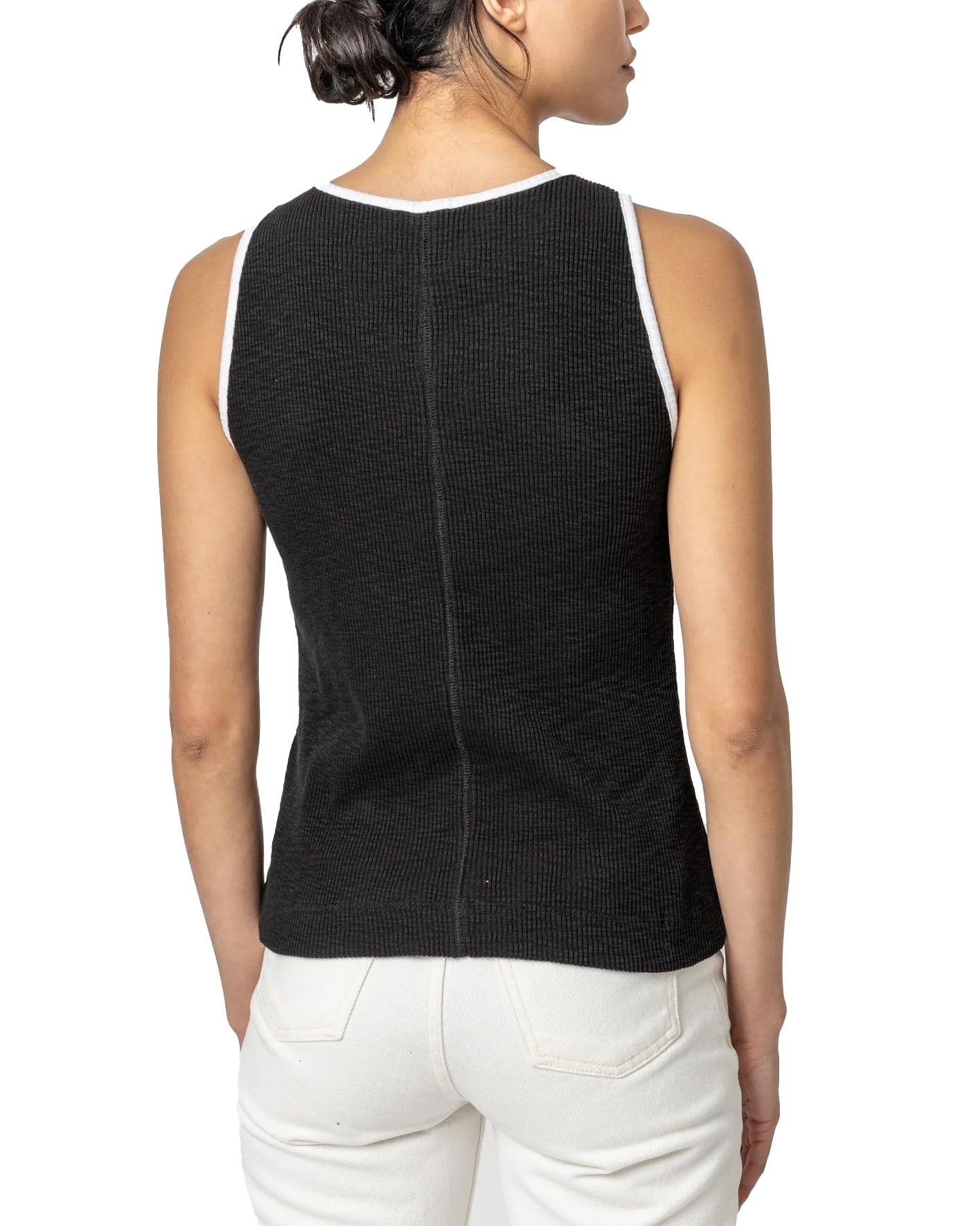 Contrast Binding Crewneck Tank (Black)