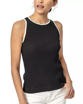 Contrast Binding Crewneck Tank (Black)