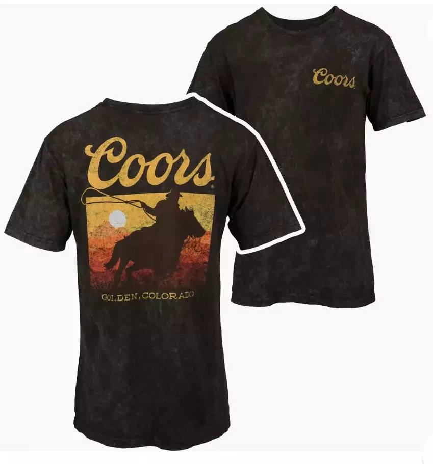 Coors Distressed Brown CO Cowboy Tee