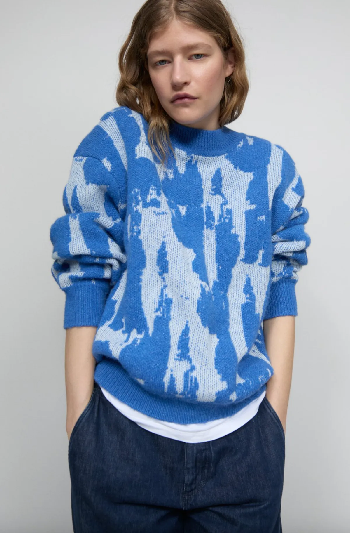 Crew Neck Jacquard Sweater