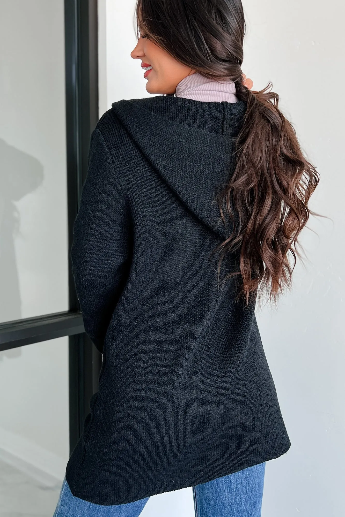 Cue The Cuddles Zenana Hooded Cardigan (Black)