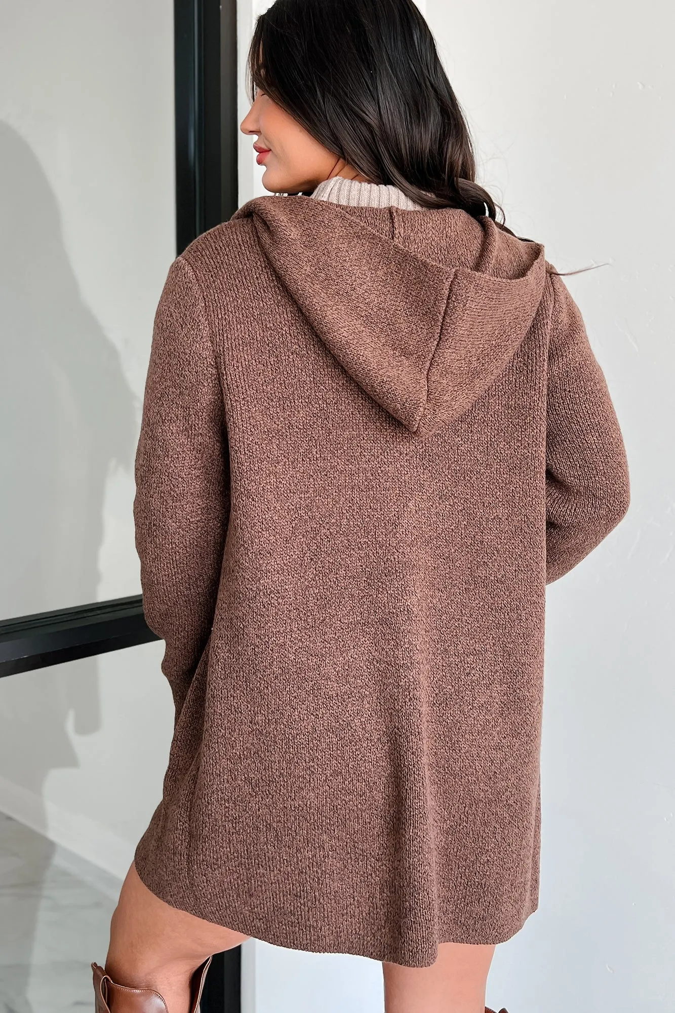 Cue The Cuddles Zenana Hooded Cardigan (Brown)