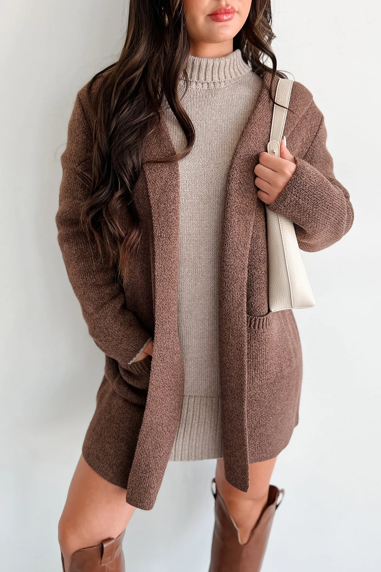 Cue The Cuddles Zenana Hooded Cardigan (Brown)