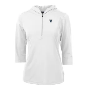 Cutter & Buck Villanova Wildcats Women's White Virtue Eco Pique Half-Zip 3/4 Sleeve Pullover Hoodie