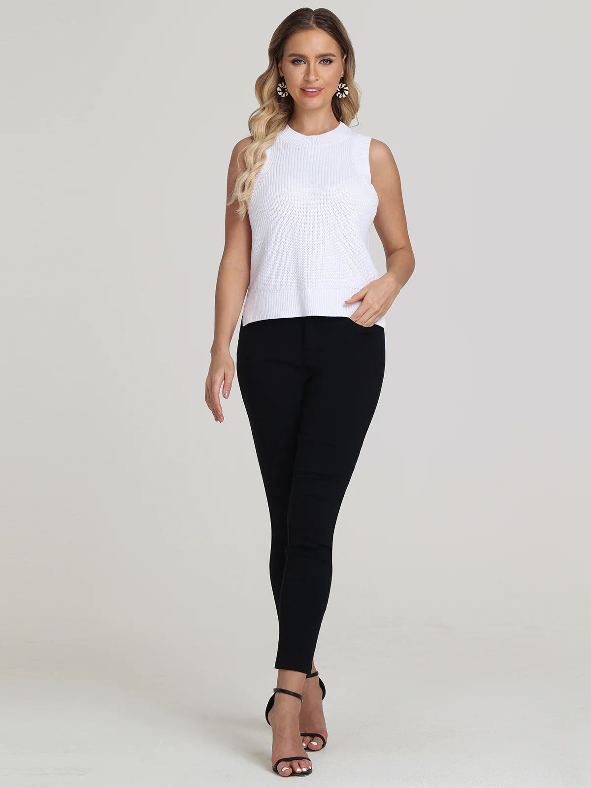 Demi High Neck Crew Sweater Tank