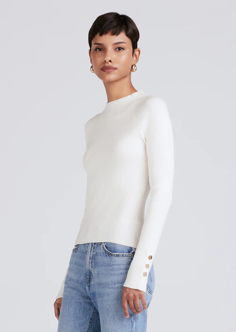 Derek Lam 10 Crosby Kassandra Ribbed Mock Neck Sweater