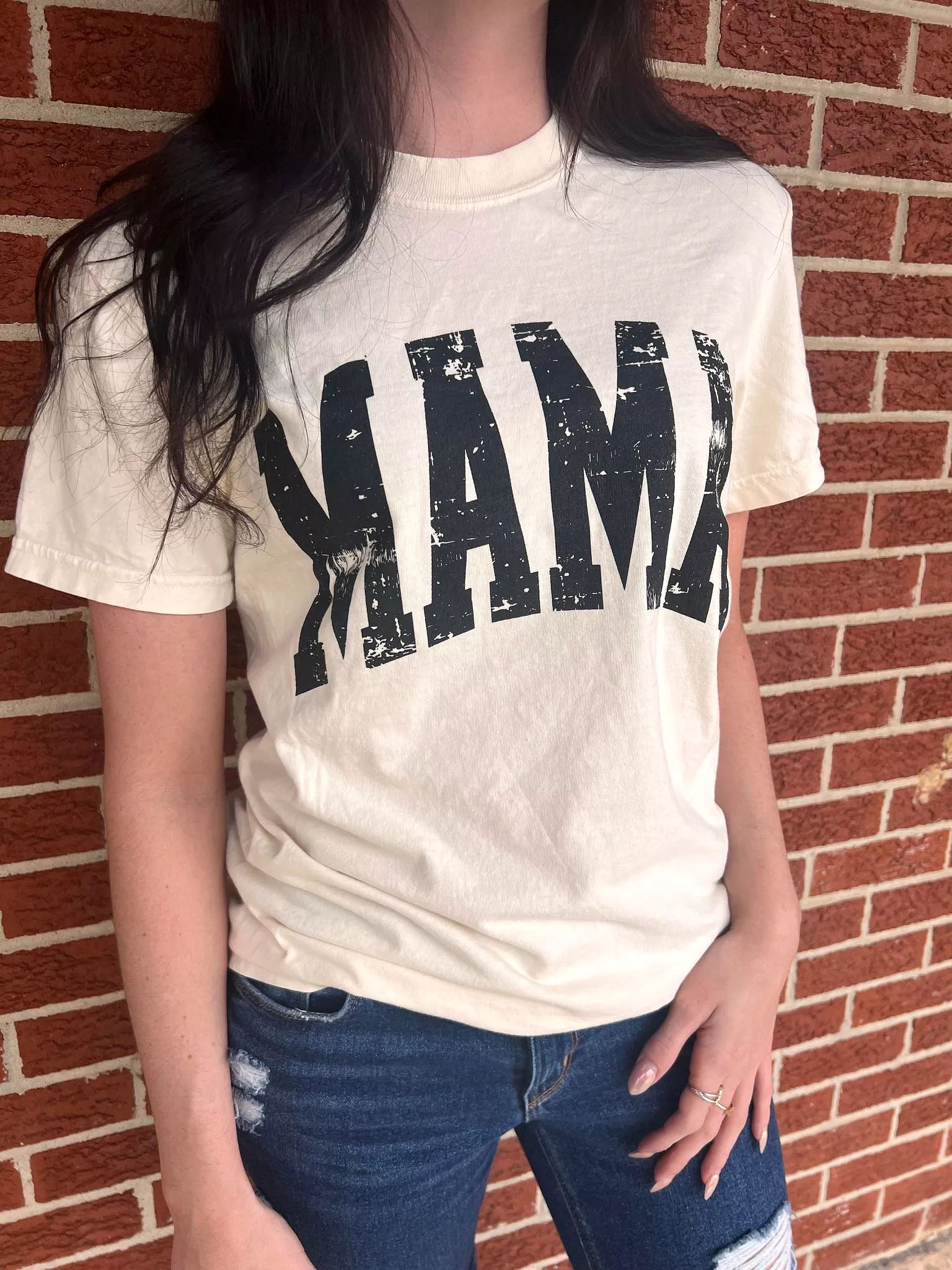 Distressed Arch Mama Tee