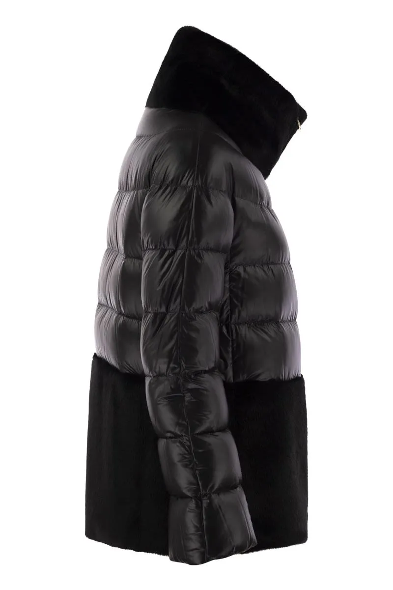 DOWN JACKET WITH CRUELTY-FREE FUR DETAILS