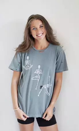 Dylan Distressed Yoga Skeleton Graphic Tee