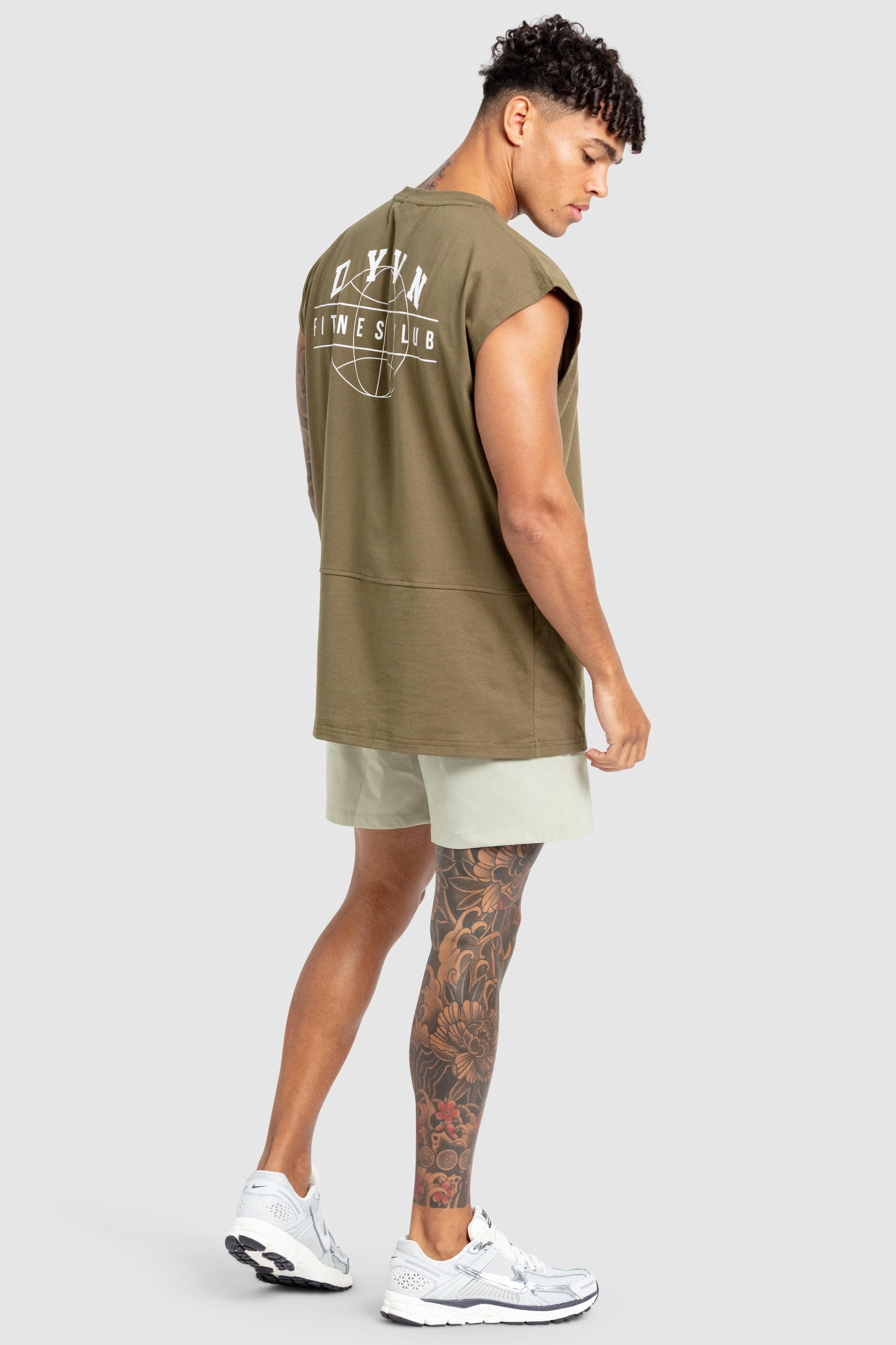 'DYVN' Fitness Club Cut Off Tank - Army Green