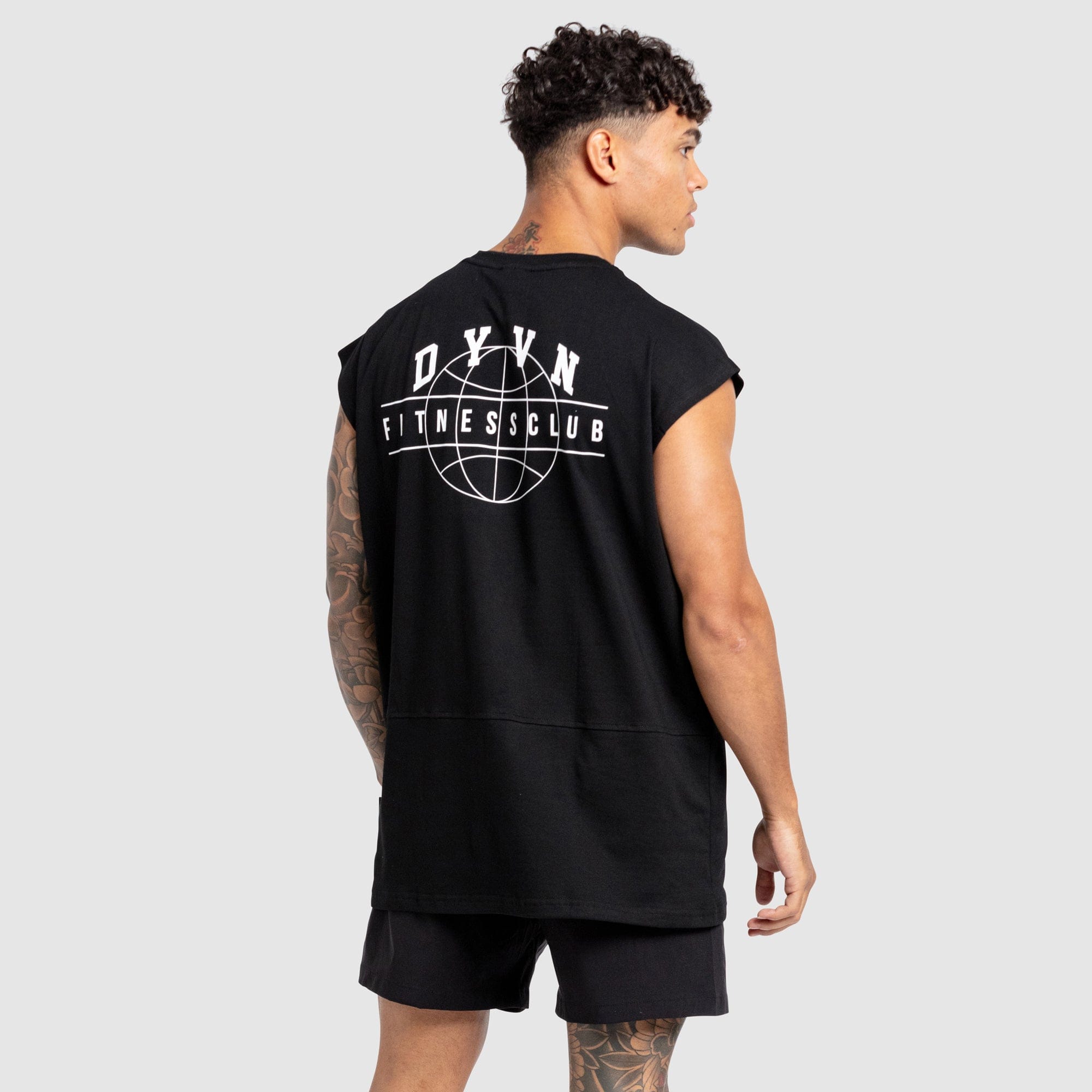 'DYVN' Fitness Club Cut Off Tank - Black