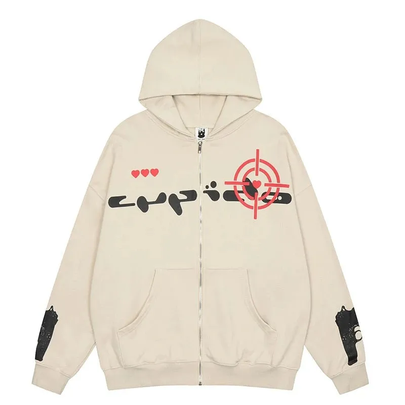 Extreme Aesthetic V3 Graphic Print Zip Up Hoodie