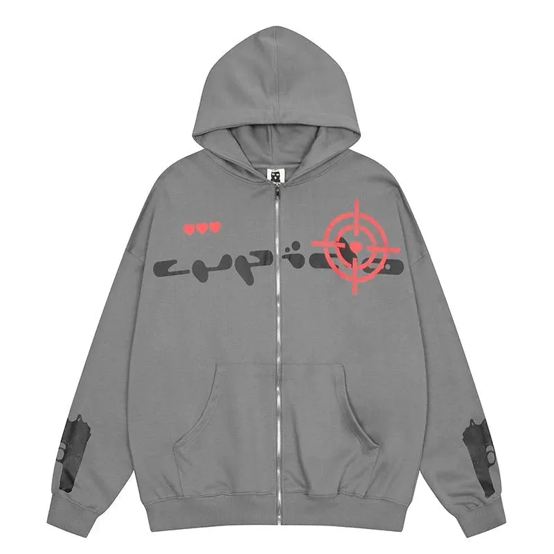 Extreme Aesthetic V3 Graphic Print Zip Up Hoodie