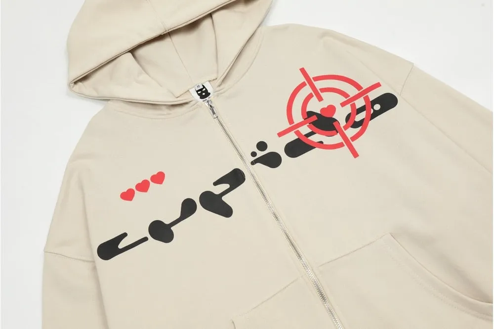 Extreme Aesthetic V3 Graphic Print Zip Up Hoodie