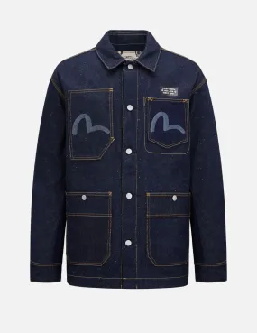 Fabric Blocking Reversible Denim Chore Jacket