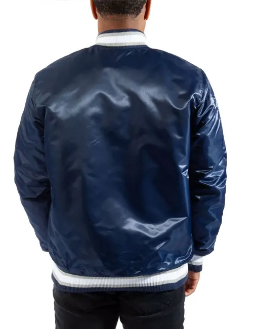 Georgetown Hoyas Bomber Blue Satin Jacket - William Jacket