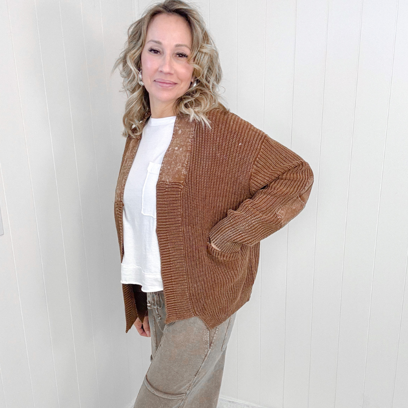 Going to the Library Brown Sweater Knit Cardigan