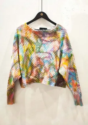 HANDPAINTED CROPPED SWEATER TURTLENECK - panited