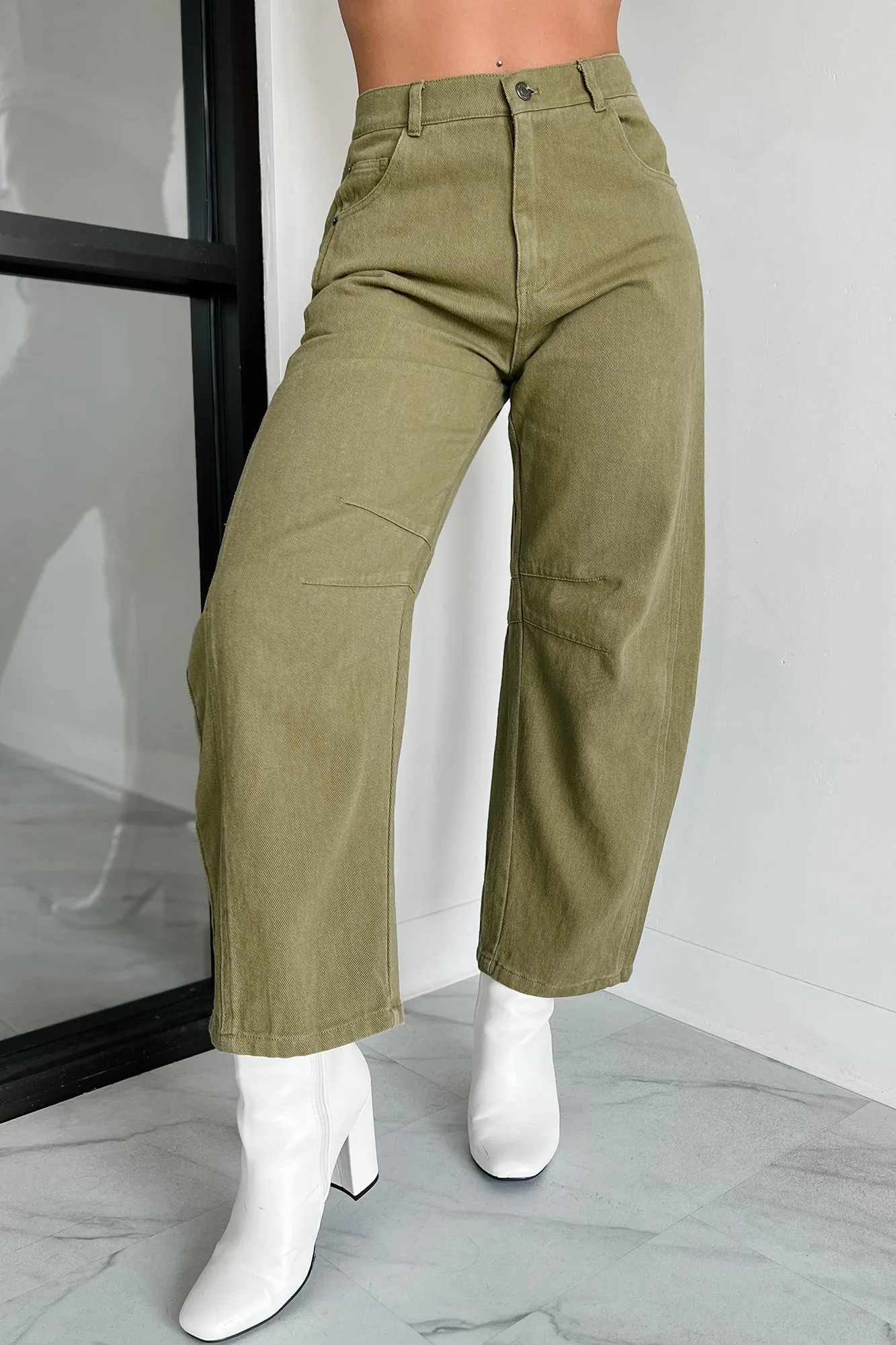 Hansen Hight Rise Barrel Jeans (Olive)