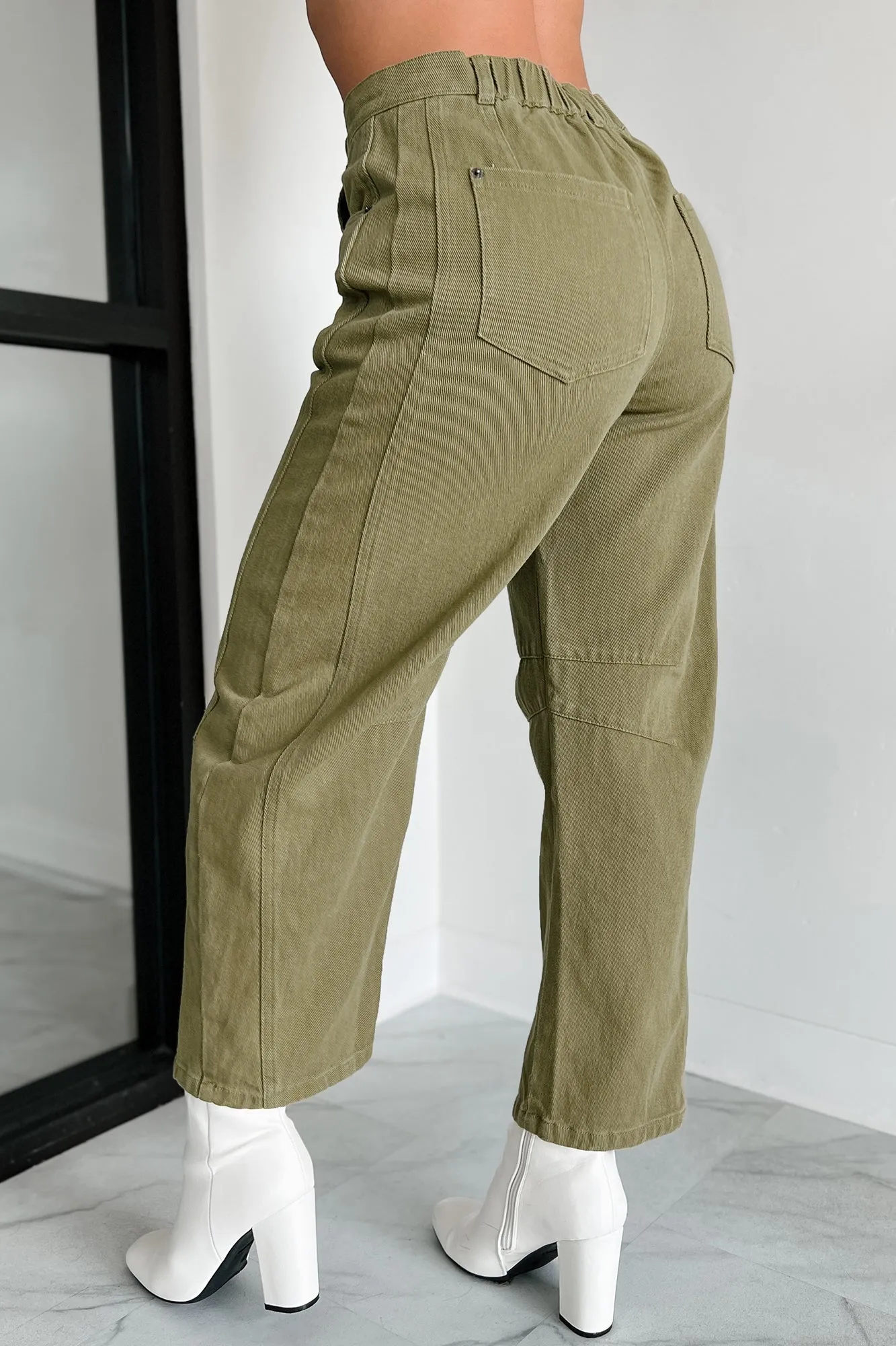 Hansen Hight Rise Barrel Jeans (Olive)